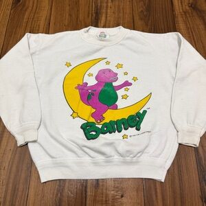 Vintage Barney 1992 Youth Kids Crewneck Pullover Sweatshirt Size L (?) 16.5x16.5